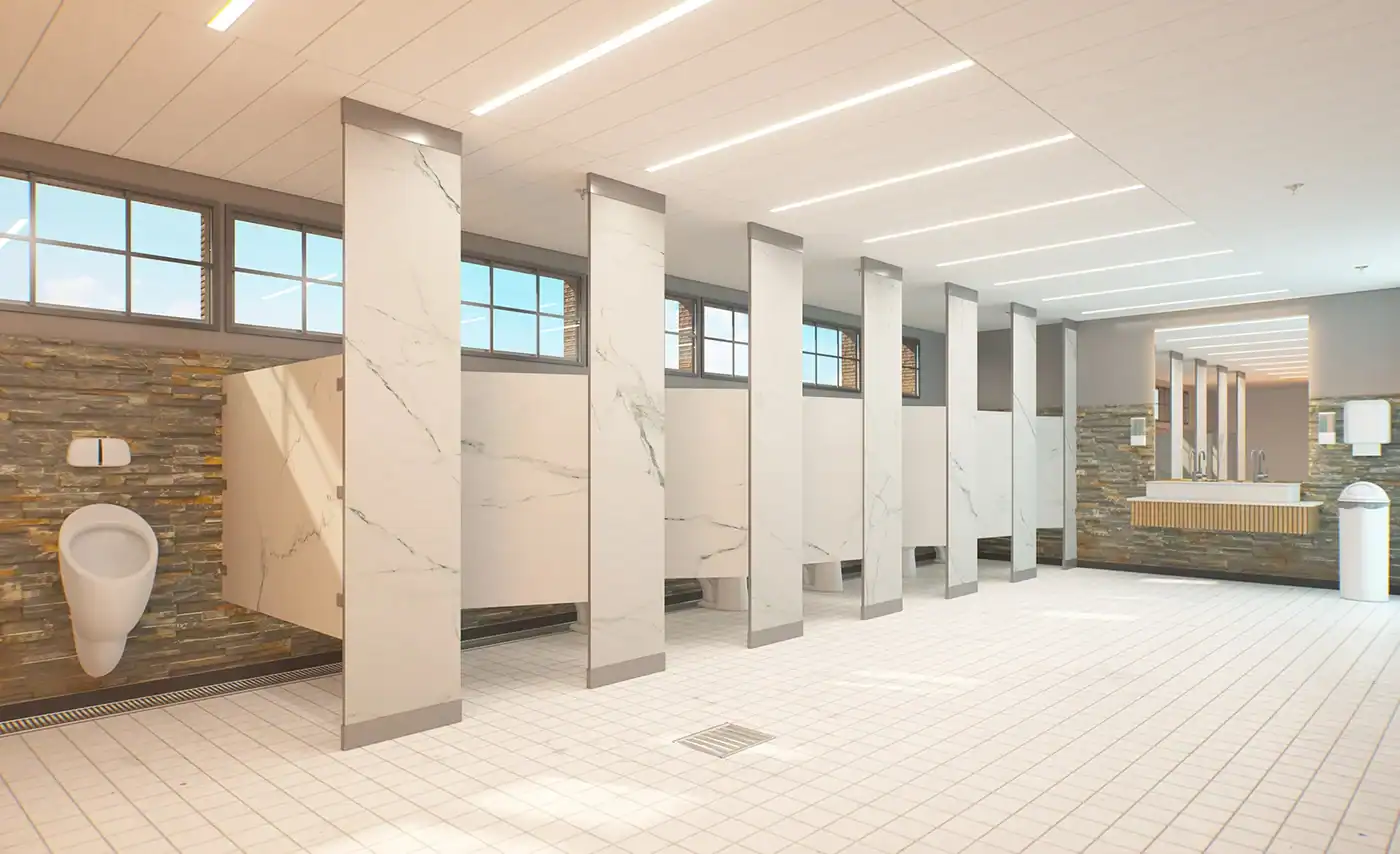 Toiletpartitions calacatta 1